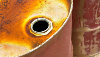 Old rusty oil barrel