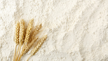 Tarwebloem in close-up, fijngemalen graanproduct.