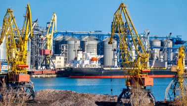 Uitzicht op de zeehaven van Odessa