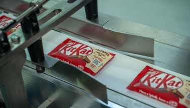 Productie van KitKat, product van Nestle