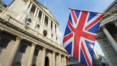 Bank of England met Britse vlag