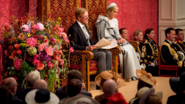 Koning Willem-Alexander en Koningin Máxima van Nederland tijdens de jaarlijkse Troonrede